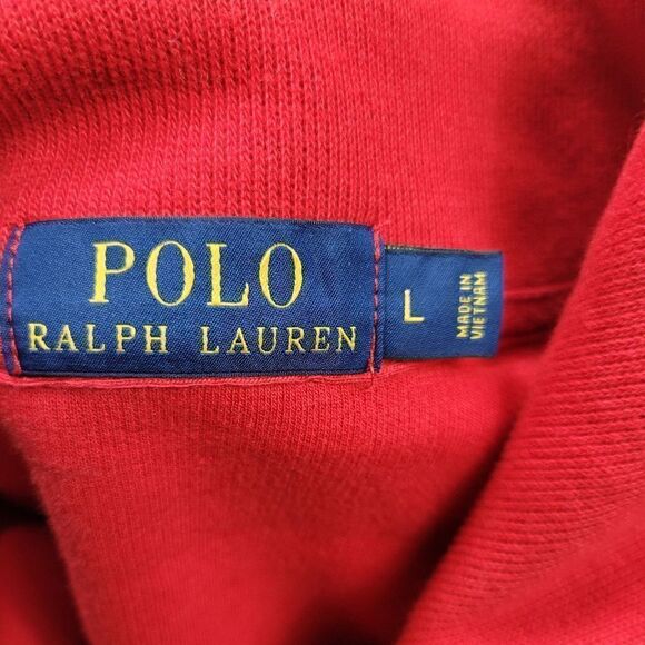 Polo Ralph Lauren Sweater Men's Size L Red Pullover Sweatshirt Quarter Zip Pony - Picture 9 of 11